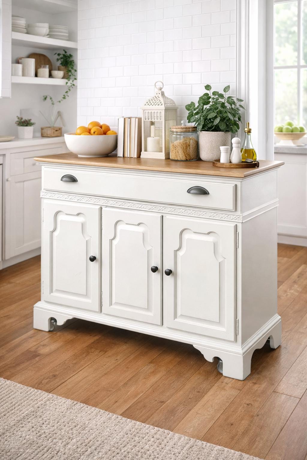 FREE SHIPPING *** Vintage Solid Wood Ethan Allen Modern Cream Serving Server Buffet table cabinet Coffee Bar