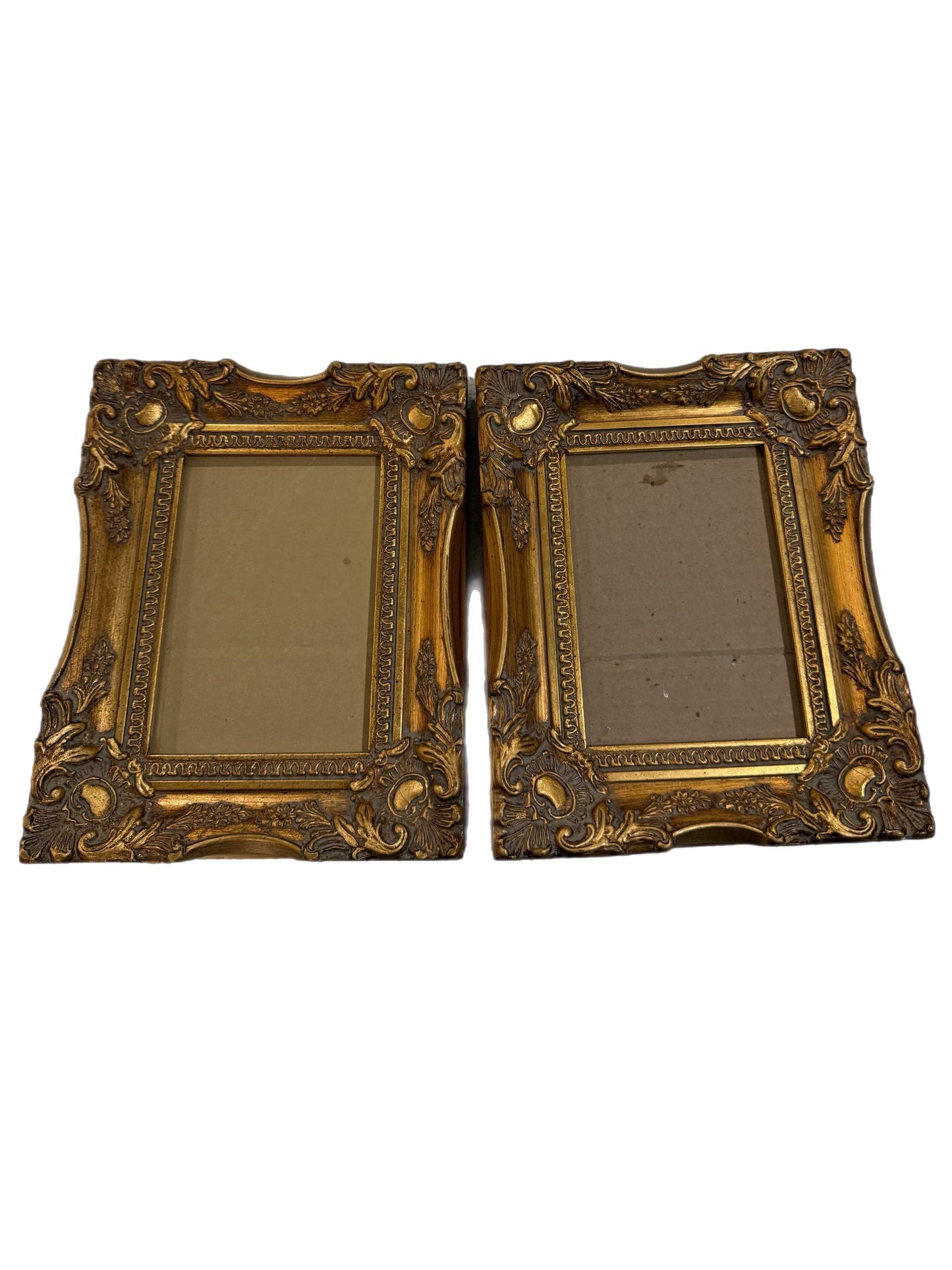 Antique Vintage Gold Gilt Baroque Ornate French Louis SET OF 2 Picture Frames Wood Frame
