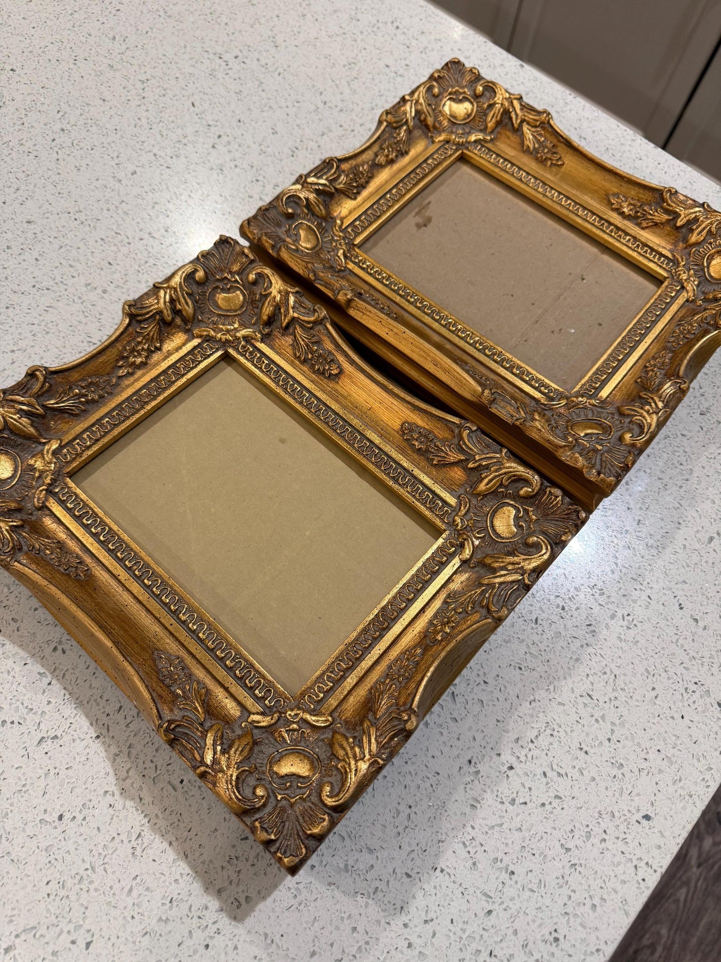 Antique Vintage Gold Gilt Baroque Ornate French Louis SET OF 2 Picture Frames Wood Frame